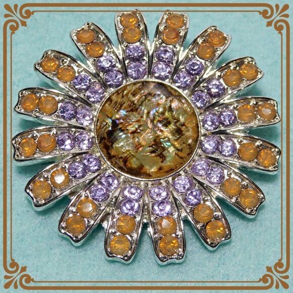 Napier Jewelry - Large Rhinestone Flower Shaped Brooch by Napier